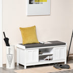 Banc à chaussures d'entrée HOMCOM avec rangement ottoman et étagères réglables, 6 compartiments et assise rembourrée, blanc/gris