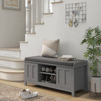 Banc à chaussures d'entrée HOMCOM avec rangement ottoman et étagères réglables, 6 compartiments et assise rembourrée, blanc/gris