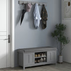 Banc à chaussures d'entrée HOMCOM avec rangement ottoman et étagères réglables, 6 compartiments et assise rembourrée, blanc/gris