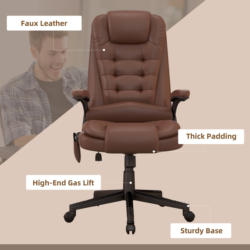 Fauteuil de bureau massant et vibrant HOMCOM à dossier haut avec 6 points de vibration, beige
