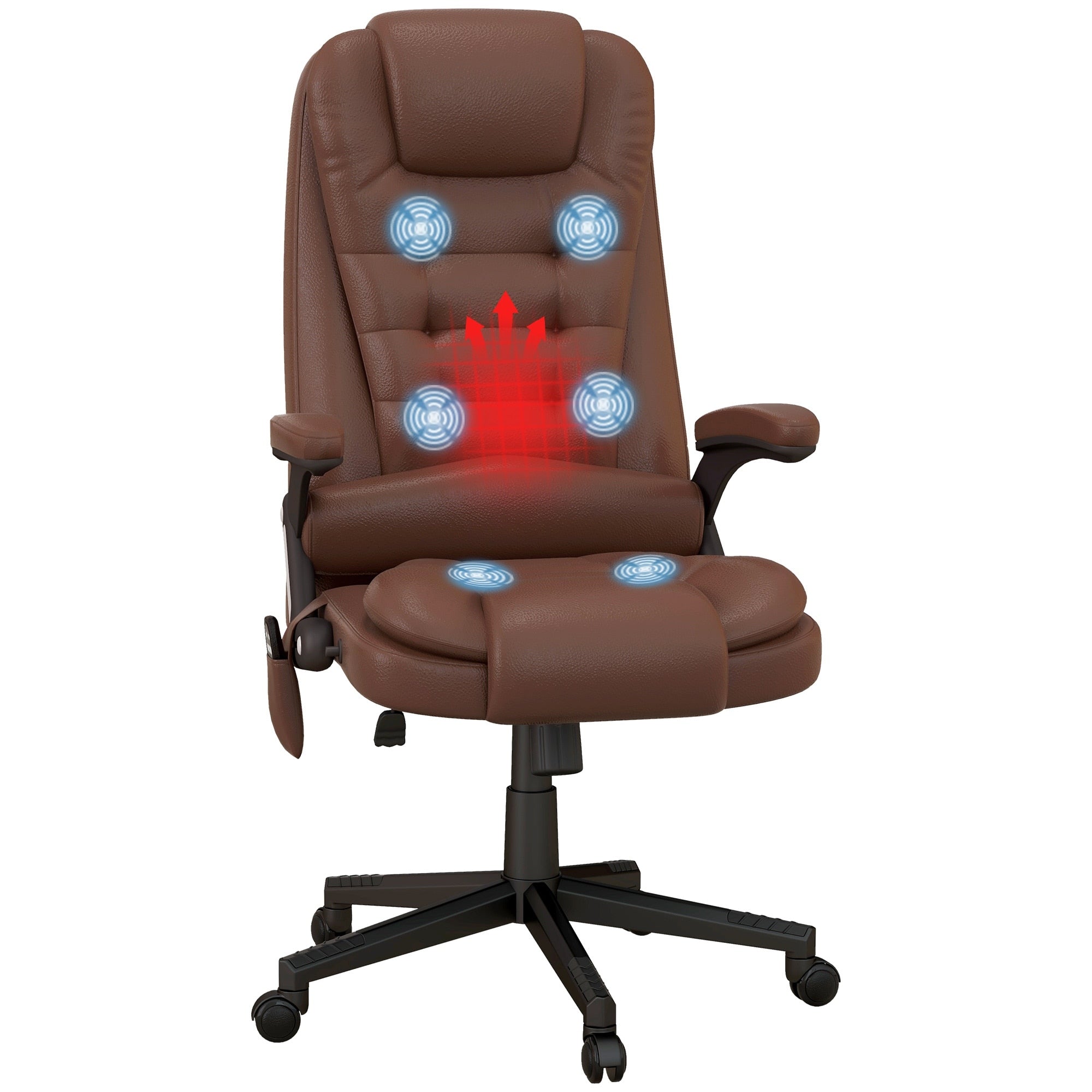 Fauteuil de bureau massant et vibrant HOMCOM à dossier haut avec 6 points de vibration, beige