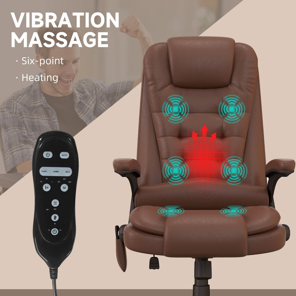 Fauteuil de bureau massant et vibrant HOMCOM à dossier haut avec 6 points de vibration, beige