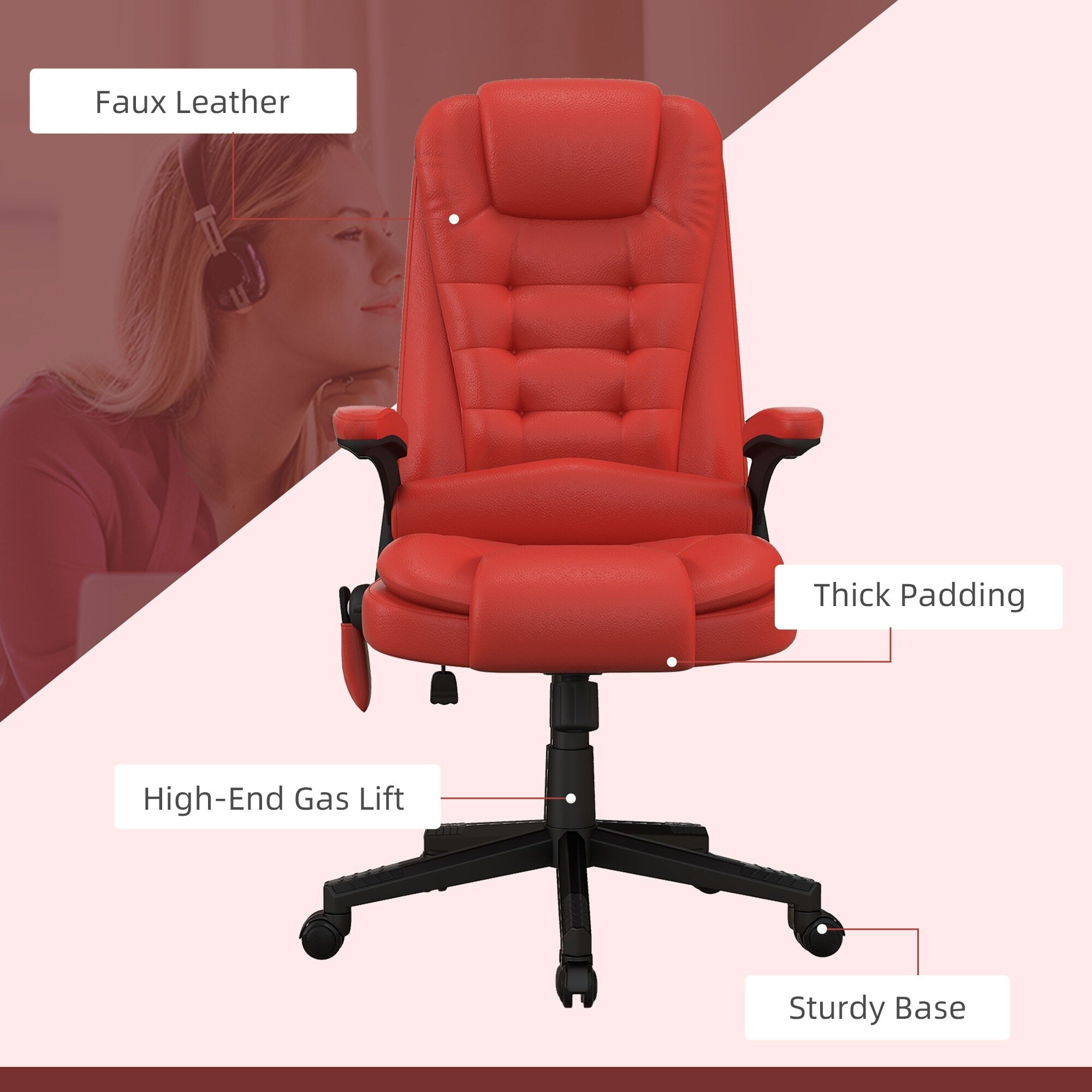 Fauteuil de bureau massant et vibrant HOMCOM à dossier haut avec 6 points de vibration, beige