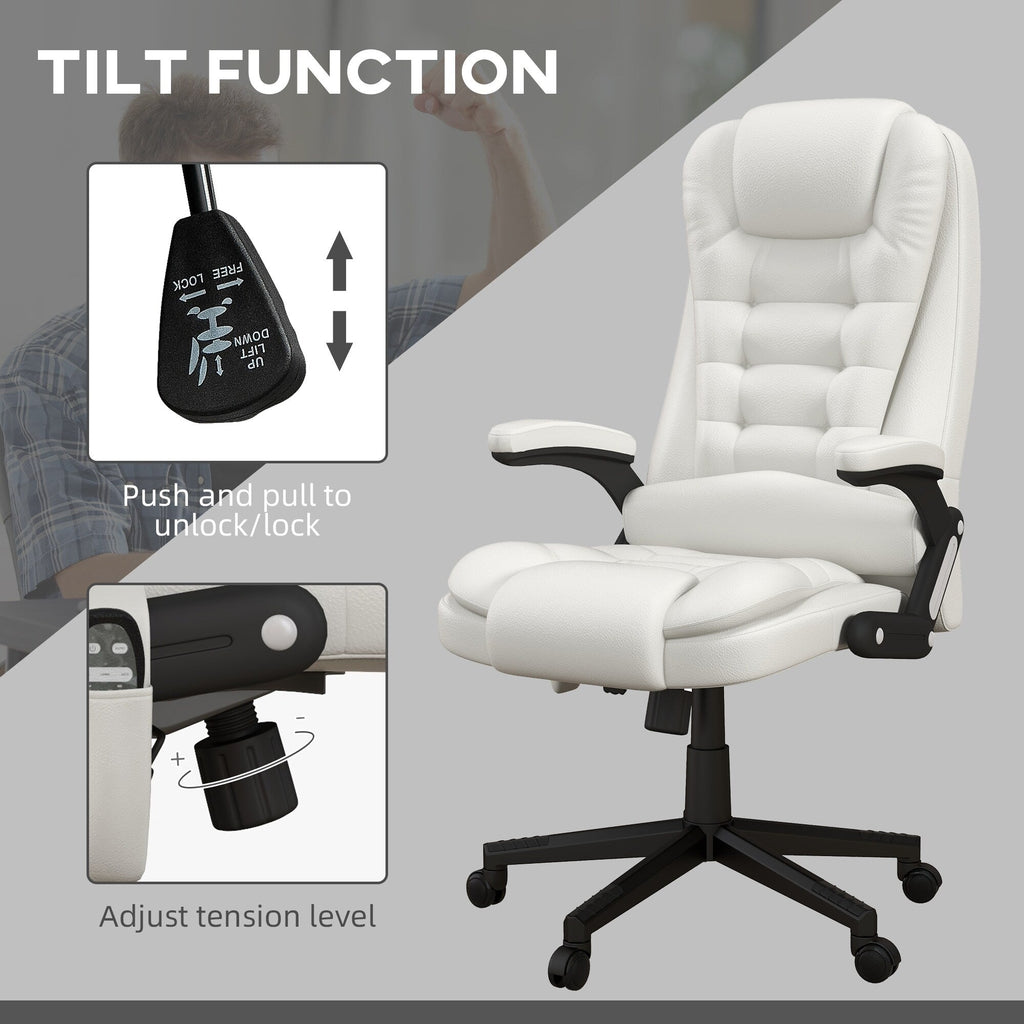 Fauteuil de bureau massant et vibrant HOMCOM à dossier haut avec 6 points de vibration, beige