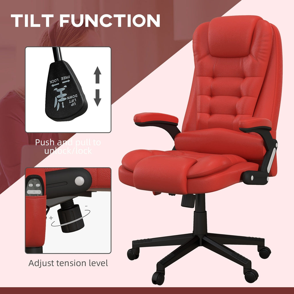 Fauteuil de bureau massant et vibrant HOMCOM à dossier haut avec 6 points de vibration, beige