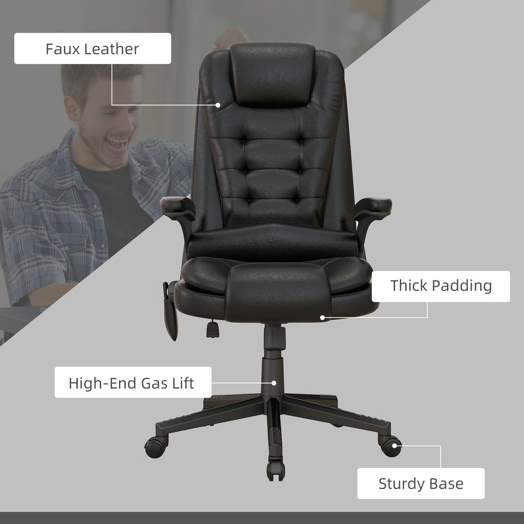 Fauteuil de bureau massant et vibrant HOMCOM à dossier haut avec 6 points de vibration, beige