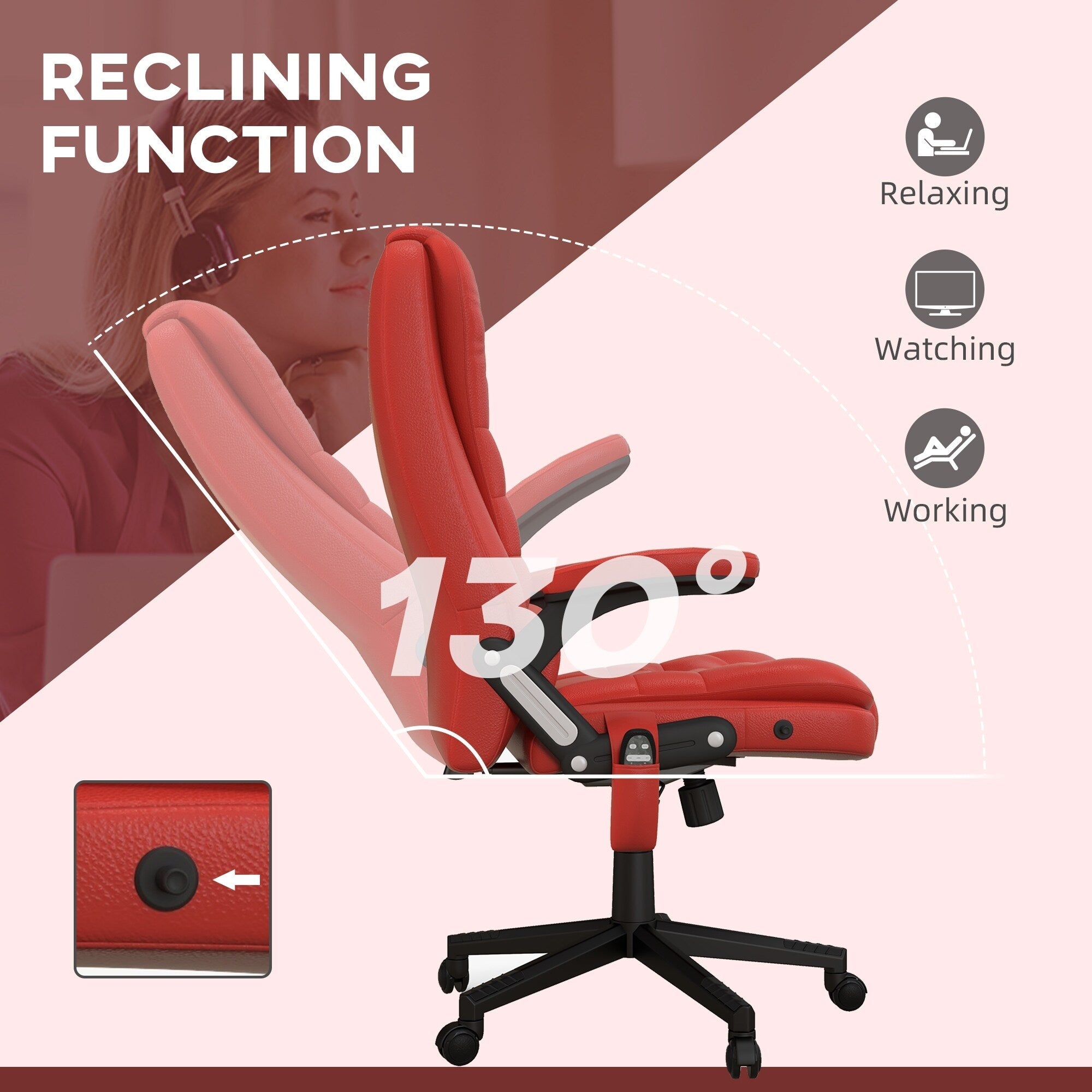 Fauteuil de bureau massant et vibrant HOMCOM à dossier haut avec 6 points de vibration, beige