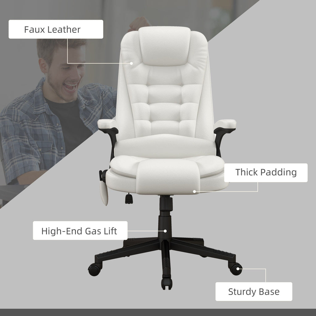 Fauteuil de bureau massant et vibrant HOMCOM à dossier haut avec 6 points de vibration, beige