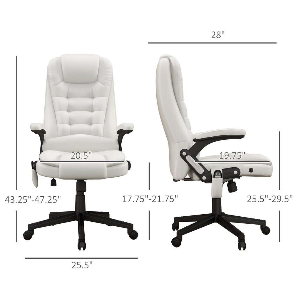 Fauteuil de bureau massant et vibrant HOMCOM à dossier haut avec 6 points de vibration, beige