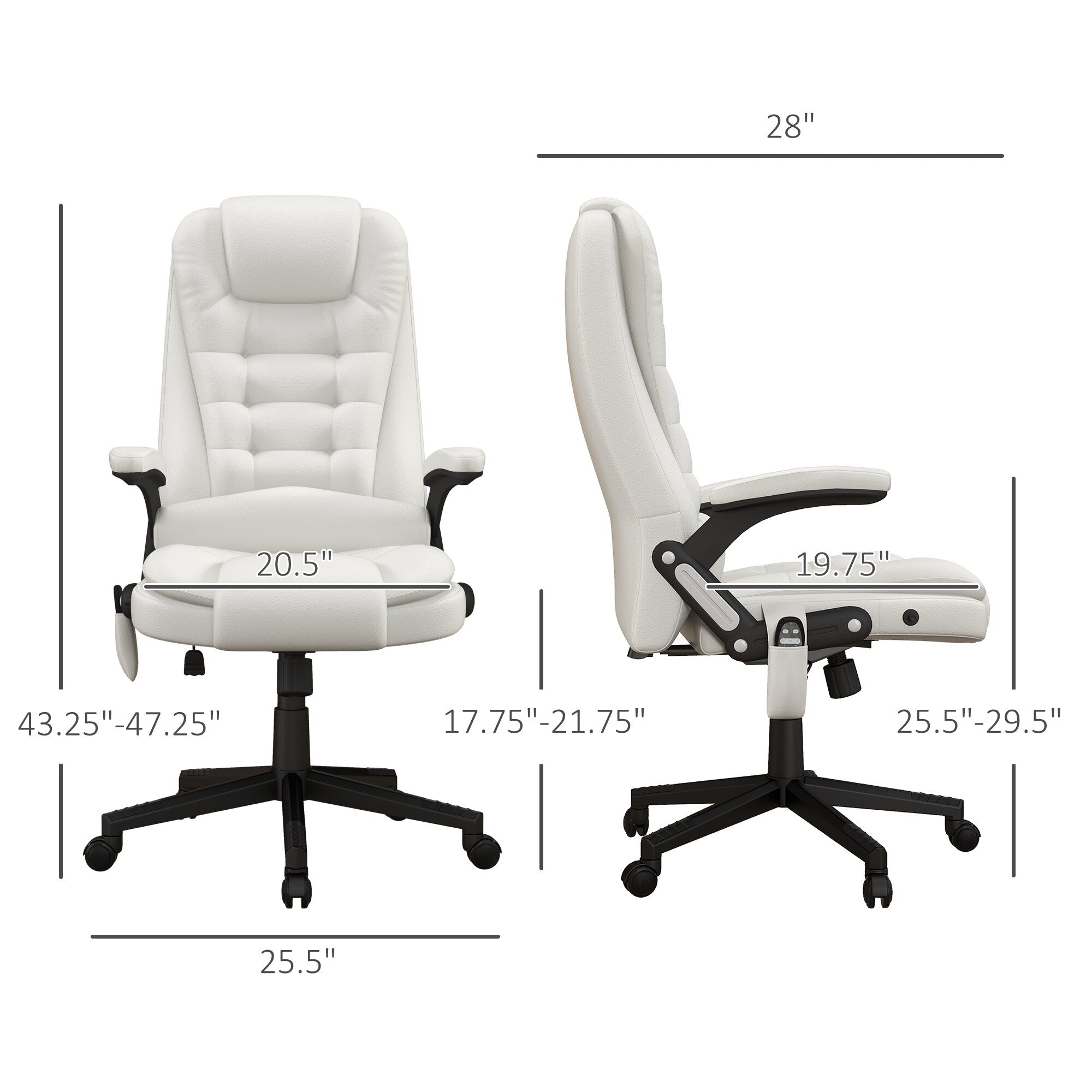 Fauteuil de bureau massant et vibrant HOMCOM à dossier haut avec 6 points de vibration, beige