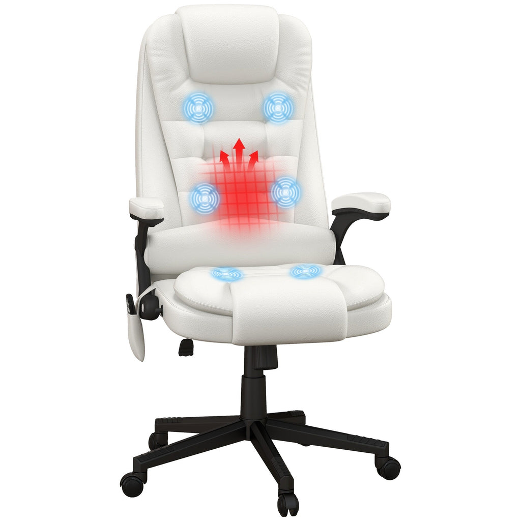Fauteuil de bureau massant et vibrant HOMCOM à dossier haut avec 6 points de vibration, beige