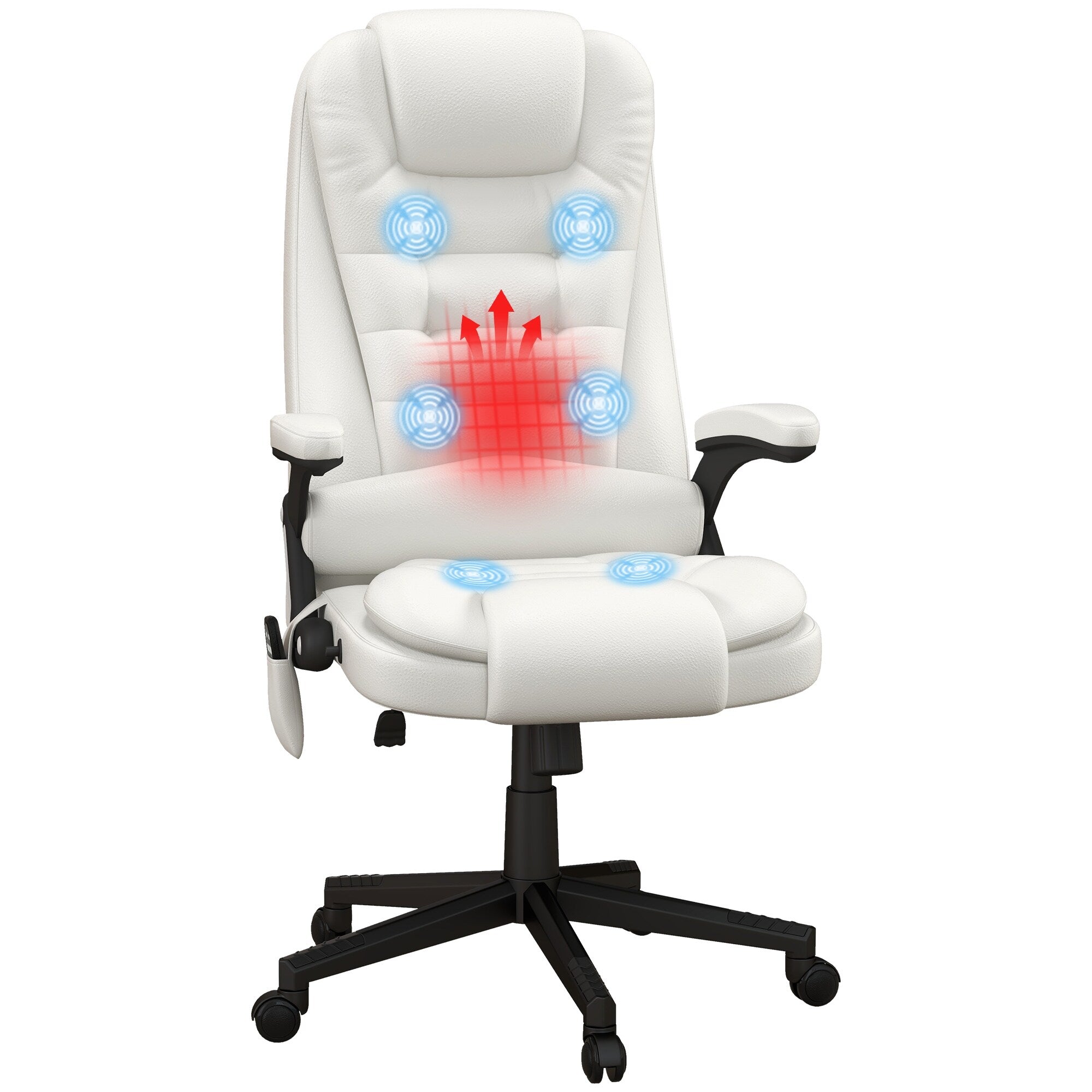 Fauteuil de bureau massant et vibrant HOMCOM à dossier haut avec 6 points de vibration, beige