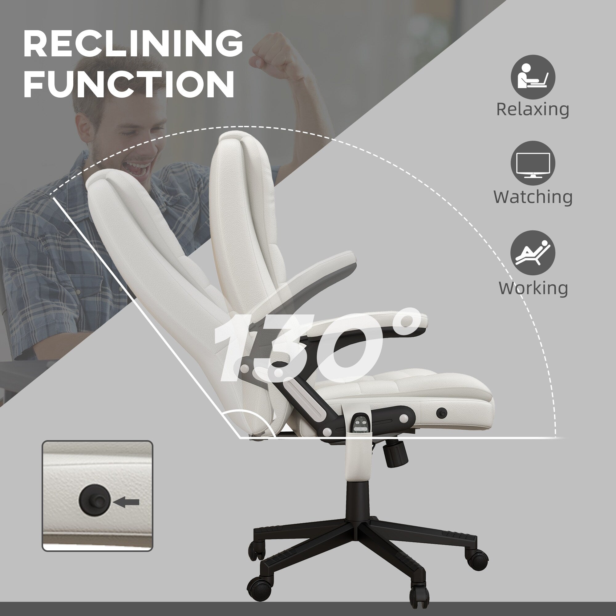 Fauteuil de bureau massant et vibrant HOMCOM à dossier haut avec 6 points de vibration, beige