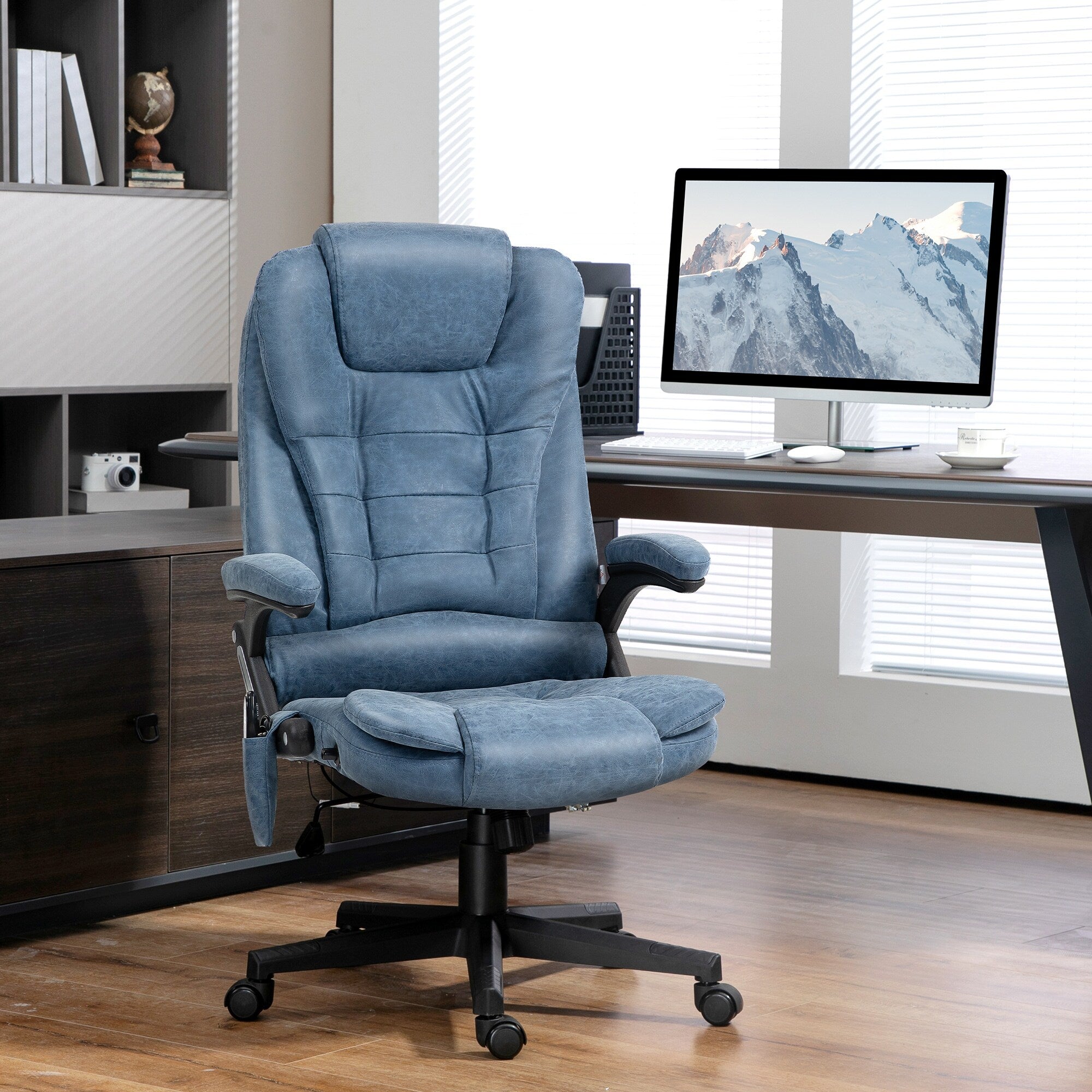 Fauteuil de bureau massant et vibrant HOMCOM à dossier haut avec 6 points de vibration, beige