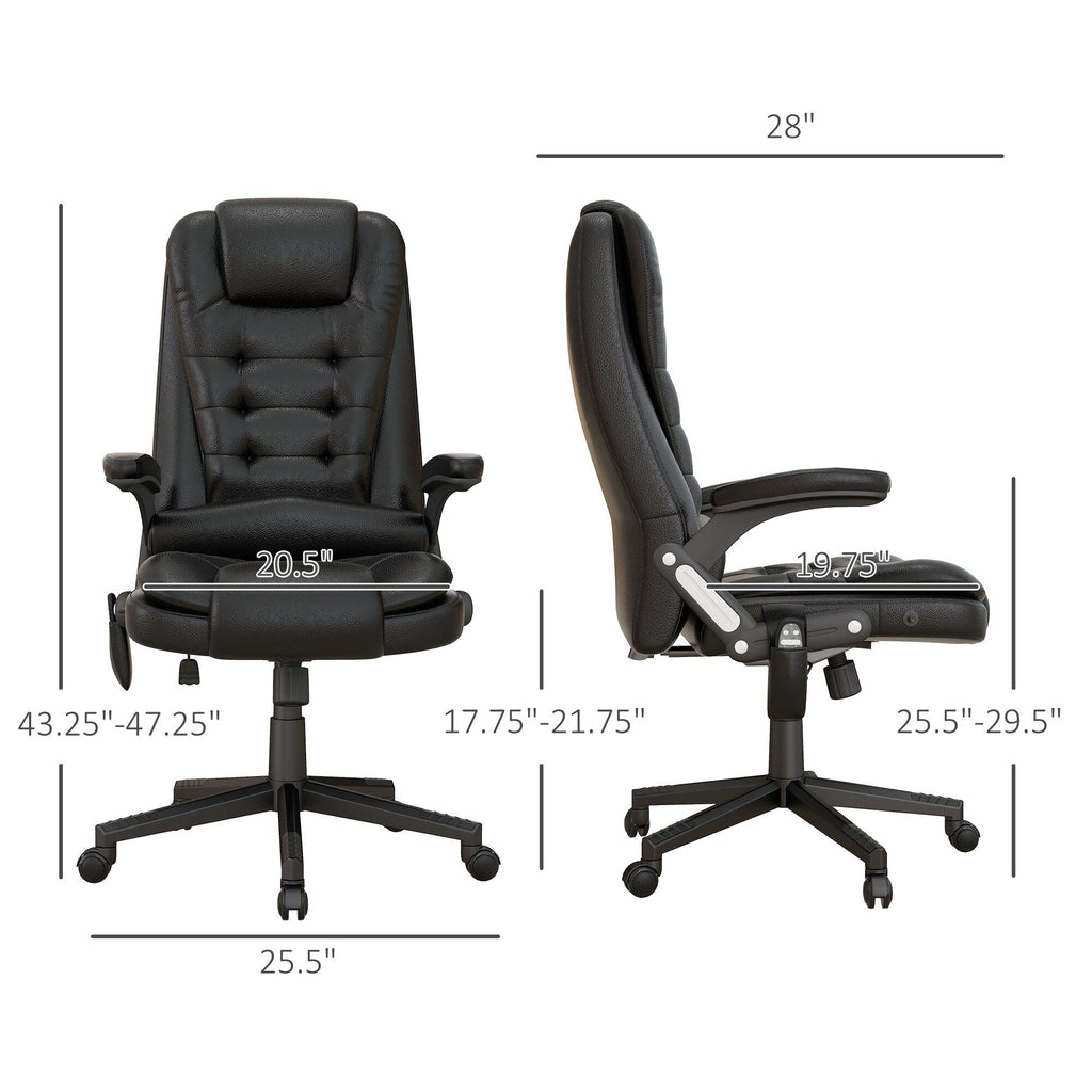 Fauteuil de bureau massant et vibrant HOMCOM à dossier haut avec 6 points de vibration, beige