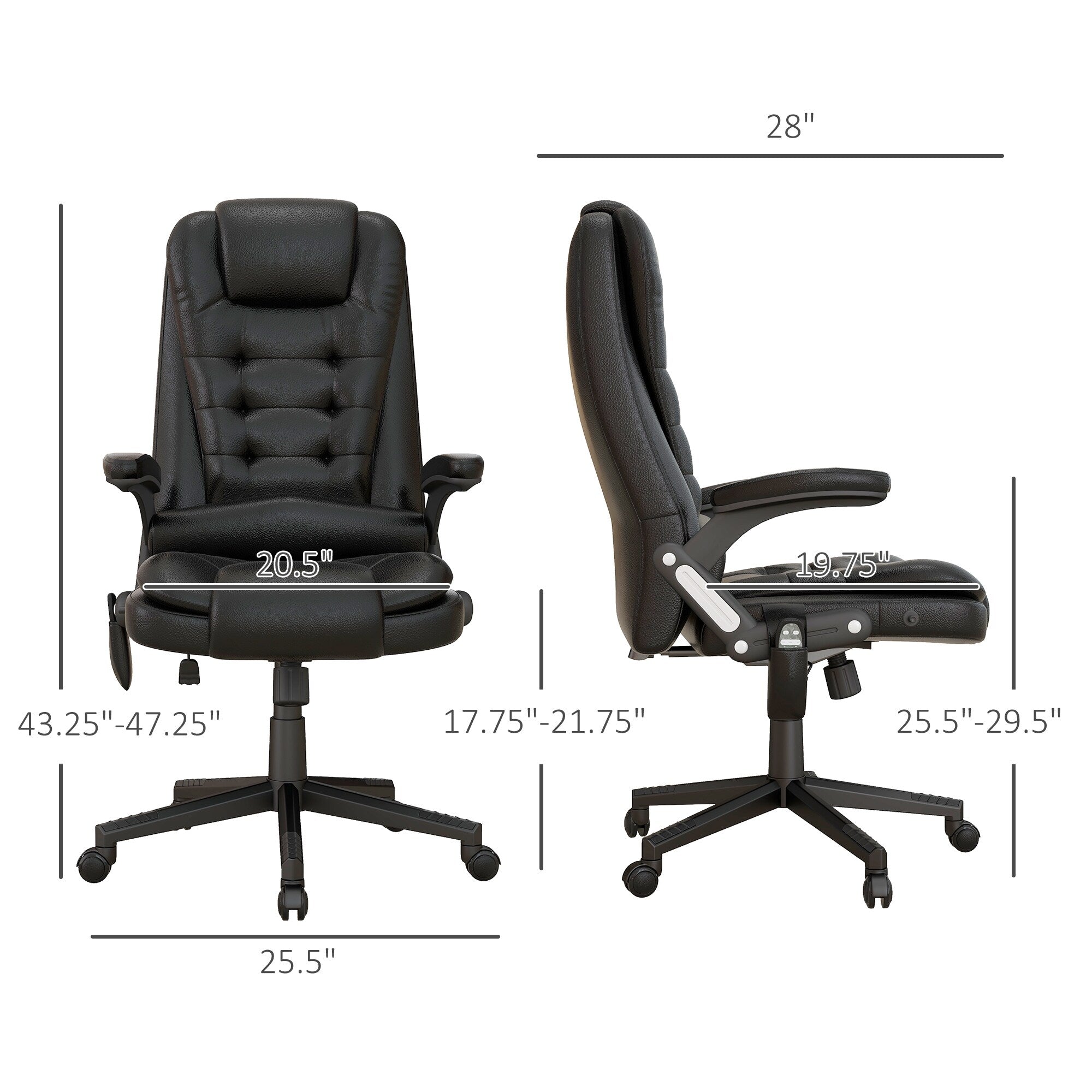Fauteuil de bureau massant et vibrant HOMCOM à dossier haut avec 6 points de vibration, beige
