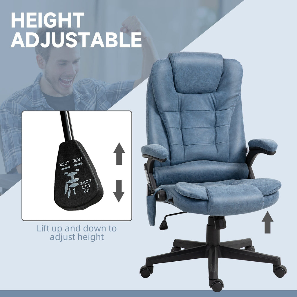 Fauteuil de bureau massant et vibrant HOMCOM à dossier haut avec 6 points de vibration, beige