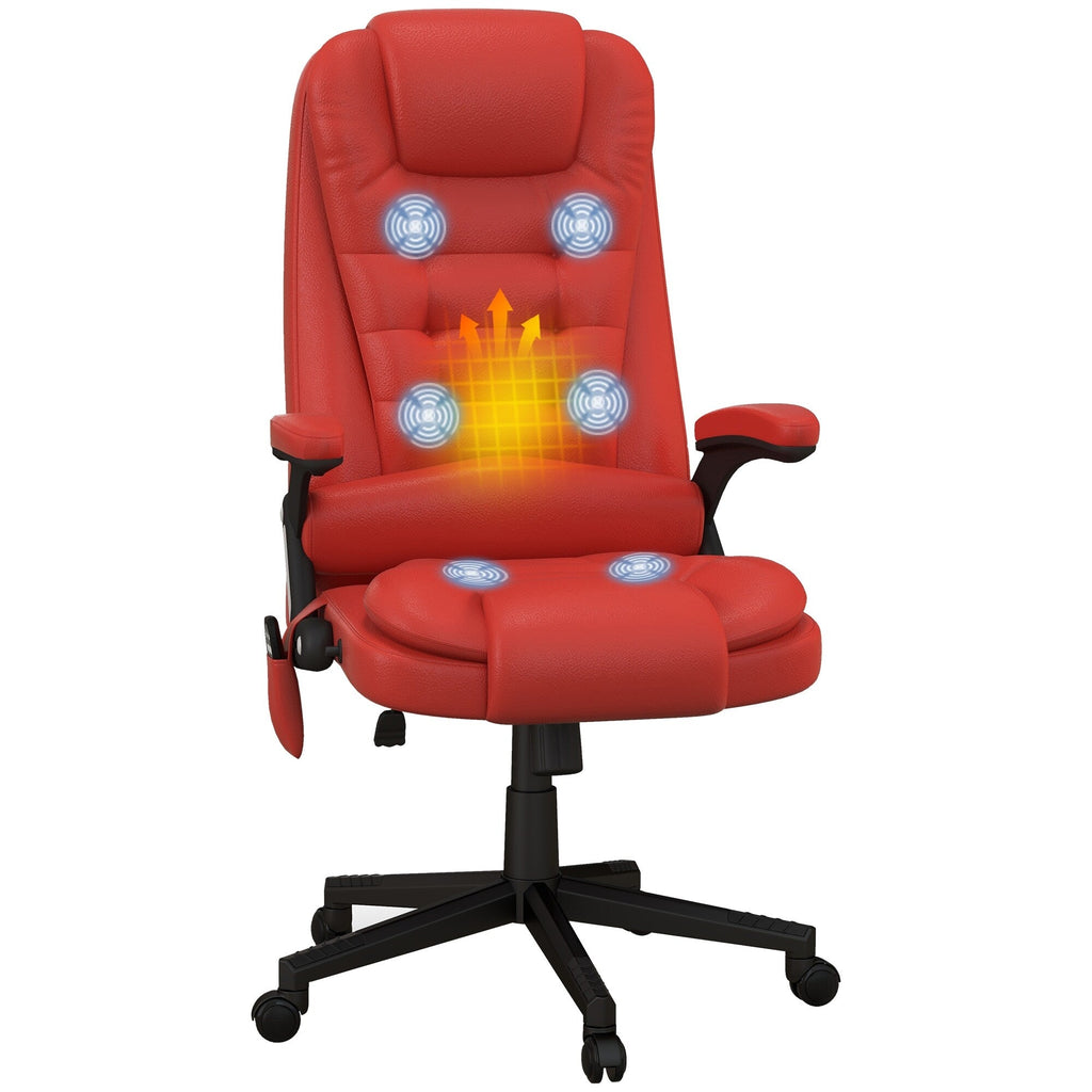 Fauteuil de bureau massant et vibrant HOMCOM à dossier haut avec 6 points de vibration, beige