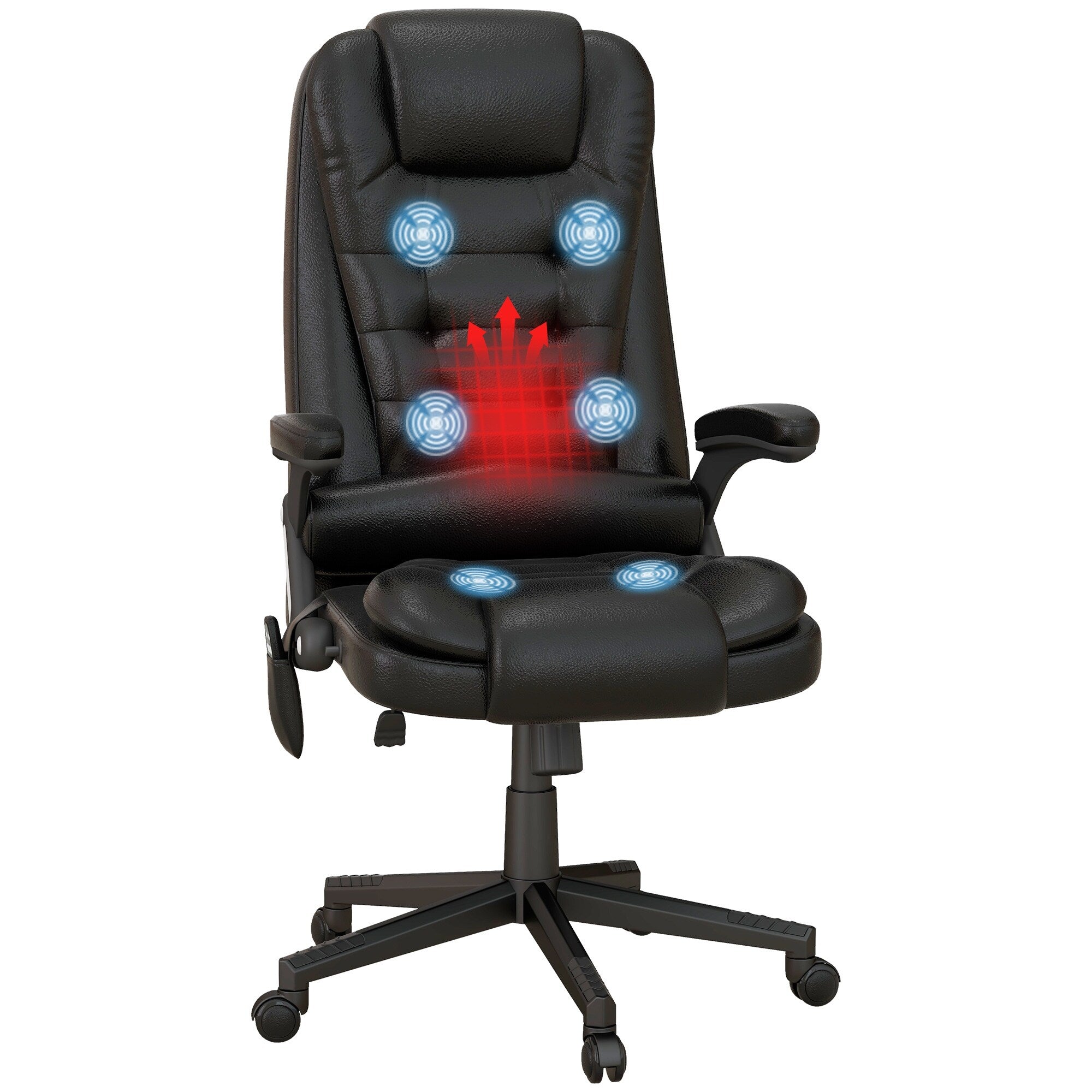Fauteuil de bureau massant et vibrant HOMCOM à dossier haut avec 6 points de vibration, beige