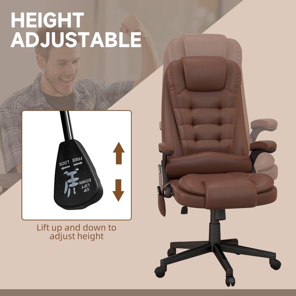 Fauteuil de bureau massant et vibrant HOMCOM à dossier haut avec 6 points de vibration, beige