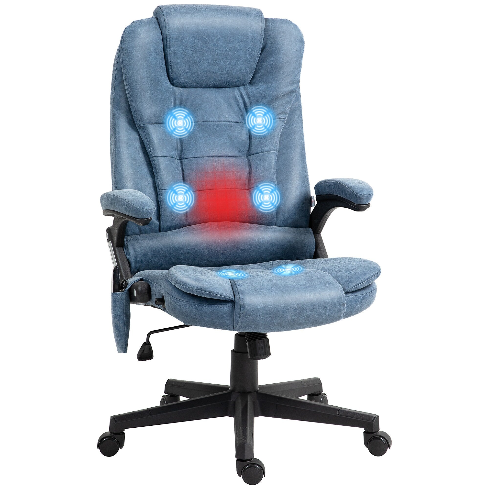 Fauteuil de bureau massant et vibrant HOMCOM à dossier haut avec 6 points de vibration, beige