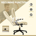 Fauteuil de bureau massant et vibrant HOMCOM à dossier haut avec 6 points de vibration, beige
