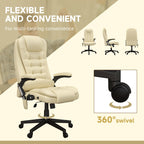 Fauteuil de bureau massant et vibrant HOMCOM à dossier haut avec 6 points de vibration, beige