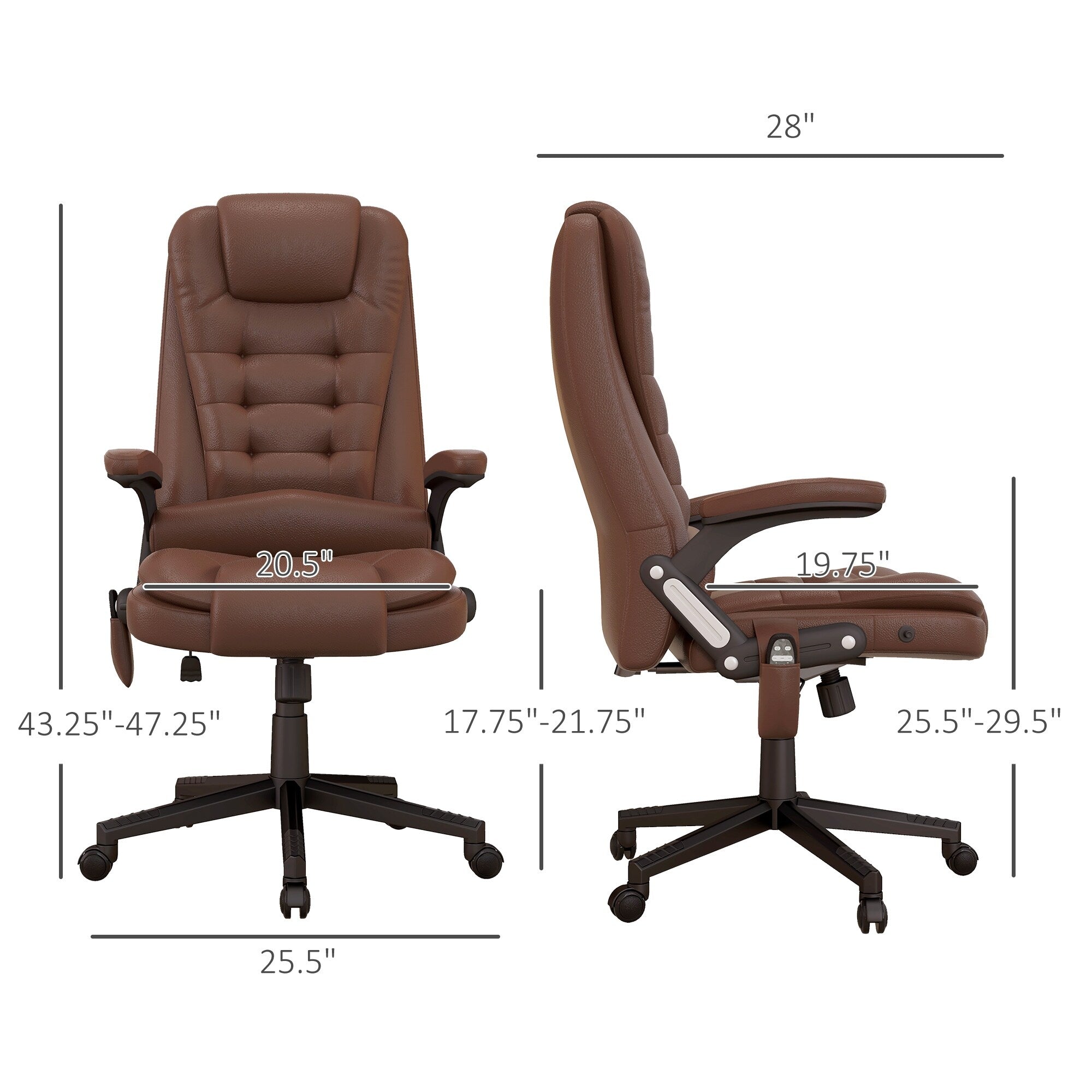 Fauteuil de bureau massant et vibrant HOMCOM à dossier haut avec 6 points de vibration, beige