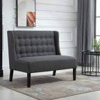 Canapé double capitonné sans accoudoirs en tissu lin HOMCOM avec pieds en bois - 28,75 x 43,25 x 36,5 cm