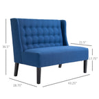 Canapé double capitonné sans accoudoirs en tissu lin HOMCOM avec pieds en bois - 28,75 x 43,25 x 36,5 cm