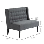 Canapé double capitonné sans accoudoirs en tissu lin HOMCOM avec pieds en bois - 28,75 x 43,25 x 36,5 cm