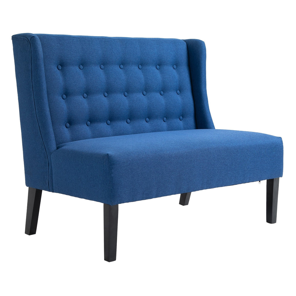Canapé double capitonné sans accoudoirs en tissu lin HOMCOM avec pieds en bois - 28,75 x 43,25 x 36,5 cm