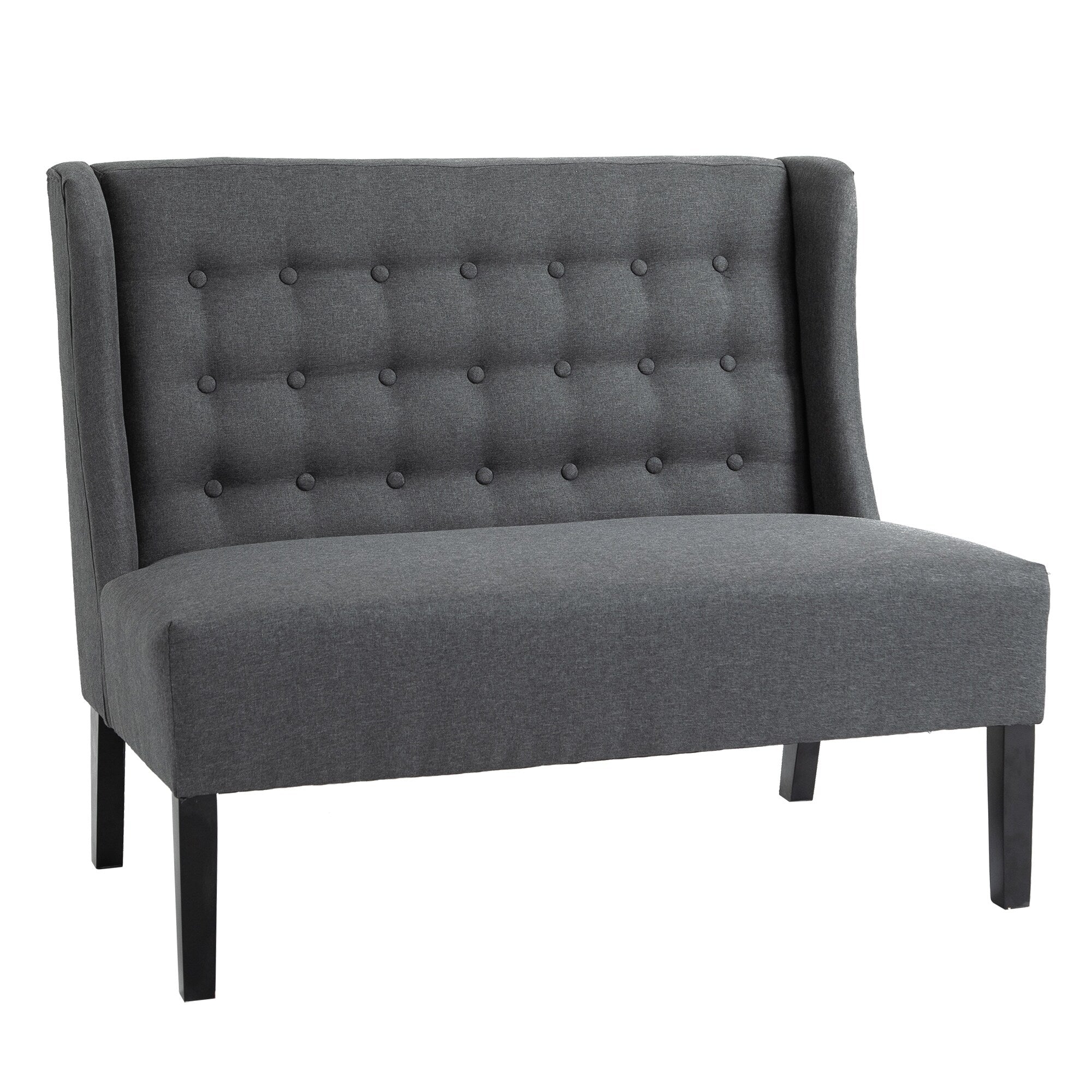 Canapé double capitonné sans accoudoirs en tissu lin HOMCOM avec pieds en bois - 28,75 x 43,25 x 36,5 cm