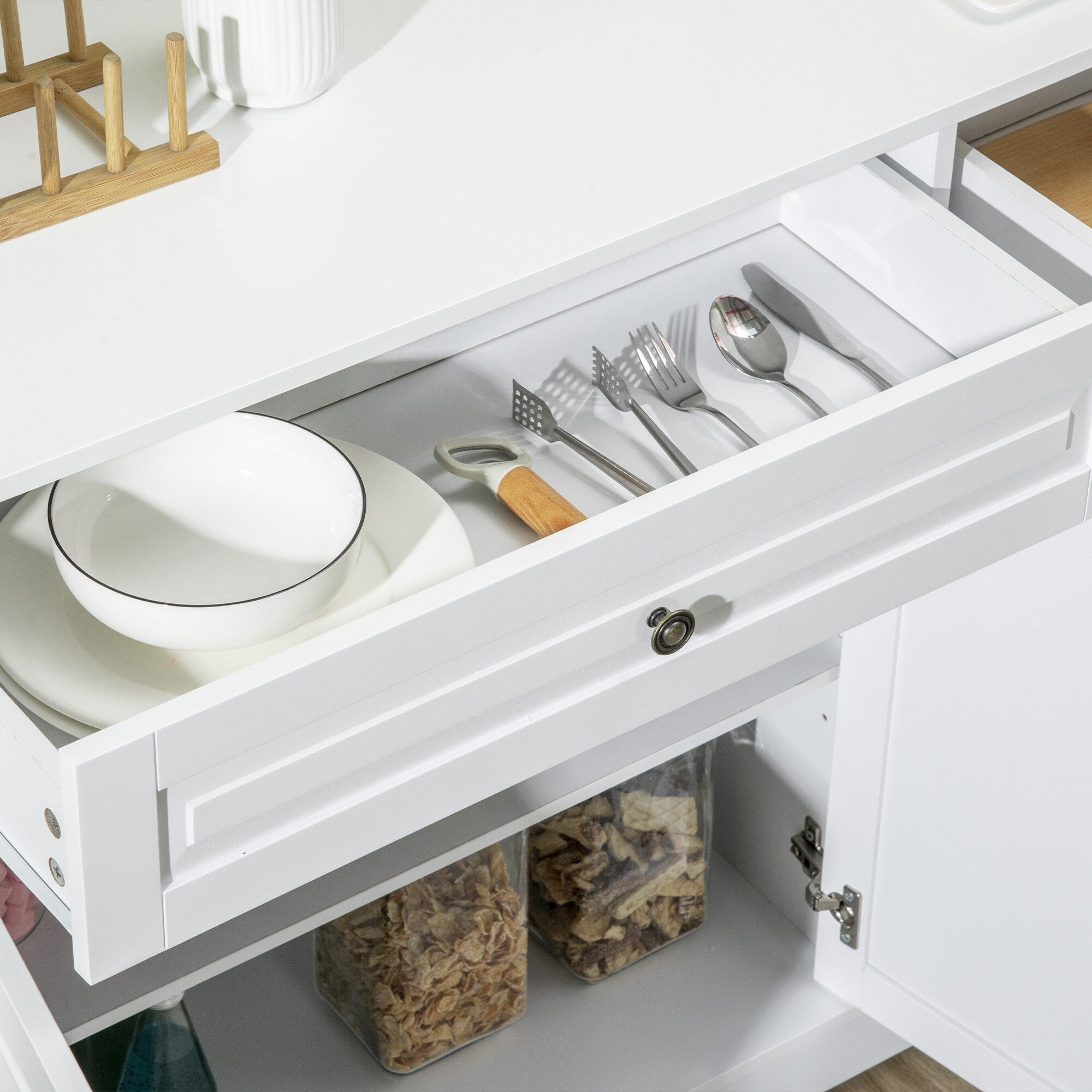 Buffet moderne HOMCOM avec placards de rangement, 2 tiroirs et étagères réglables, noir