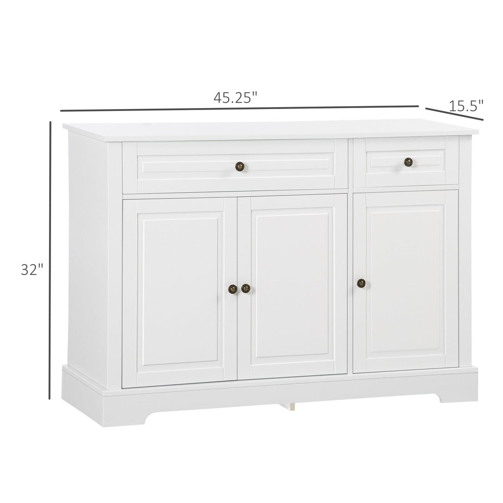 Buffet moderne HOMCOM avec placards de rangement, 2 tiroirs et étagères réglables, noir