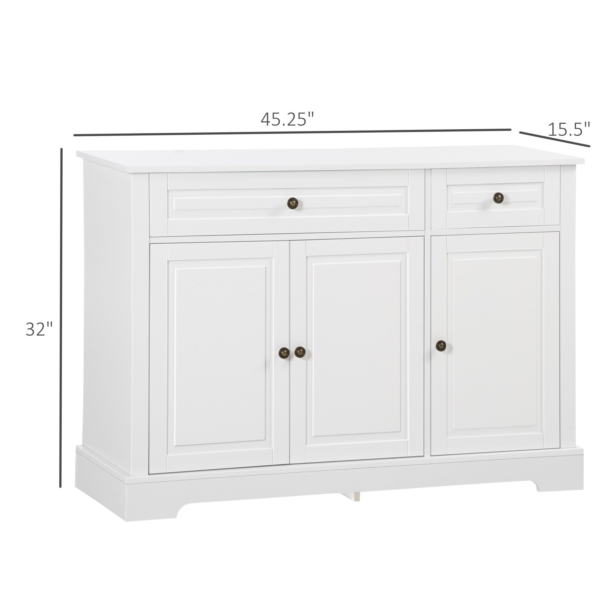 Buffet moderne HOMCOM avec placards de rangement, 2 tiroirs et étagères réglables, noir
