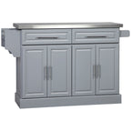 Îlot de cuisine roulant HOMCOM avec rangement, chariot de cuisine portable avec plateau en acier inoxydable, gris - N/A