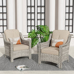 Ensemble de 2 chaises de patio d'extérieur en rotin et osier à dossier haut HOOOWOOO