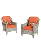 Ensemble de 2 chaises de patio d'extérieur en rotin et osier à dossier haut HOOOWOOO