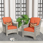 Ensemble de 2 chaises de patio d'extérieur en rotin et osier à dossier haut HOOOWOOO