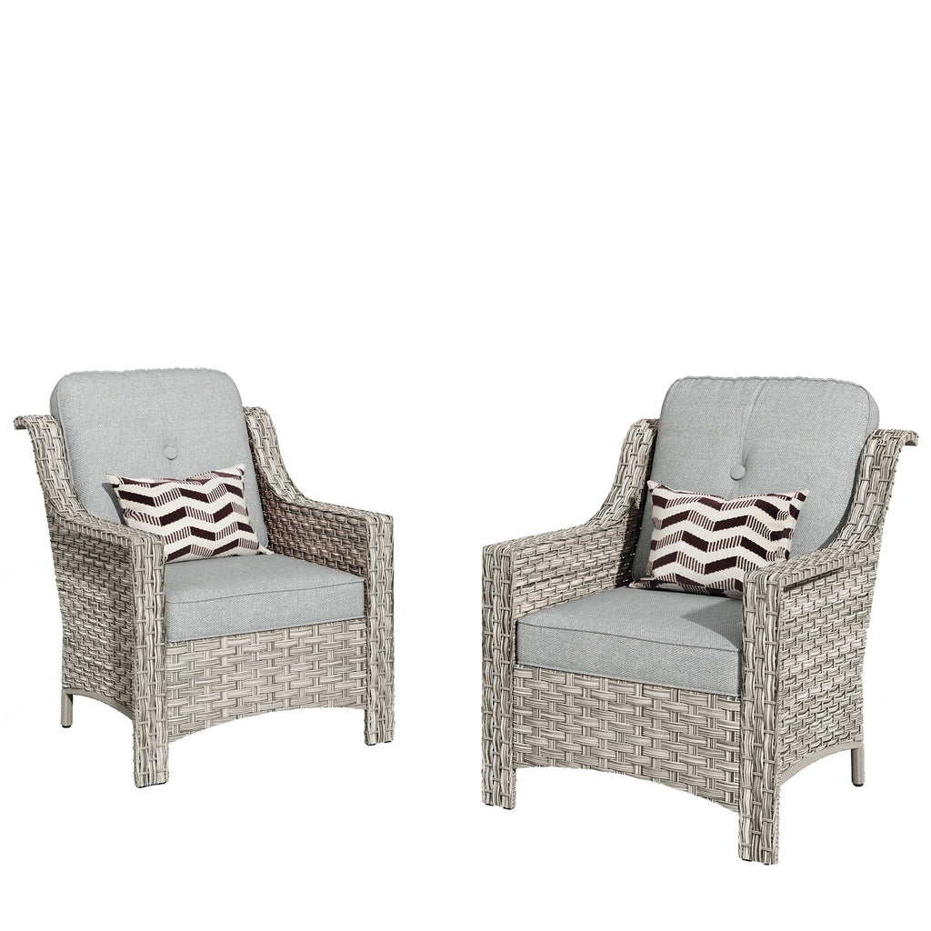 Ensemble de 2 chaises de patio d'extérieur en rotin et osier à dossier haut HOOOWOOO