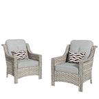 Ensemble de 2 chaises de patio d'extérieur en rotin et osier à dossier haut HOOOWOOO