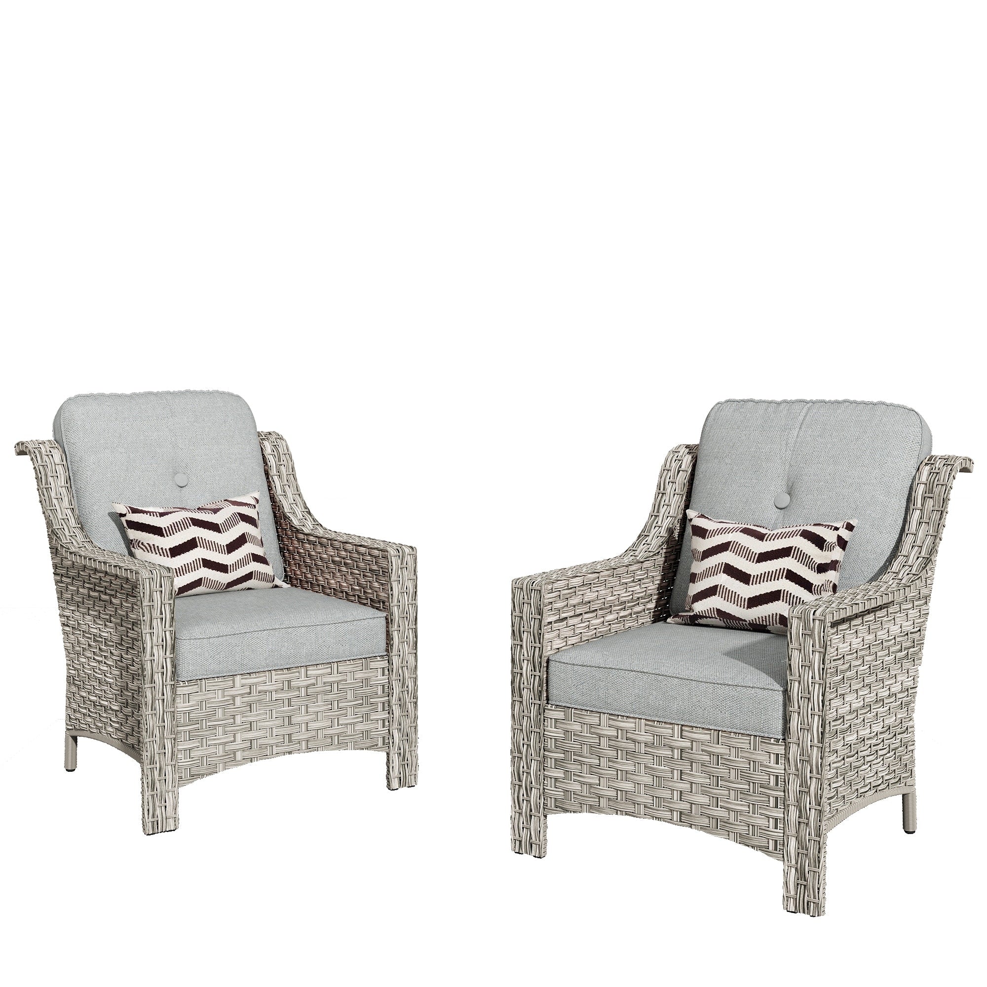 Ensemble de 2 chaises de patio d'extérieur en rotin et osier à dossier haut HOOOWOOO