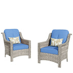 Ensemble de 2 chaises de patio d'extérieur en rotin et osier à dossier haut HOOOWOOO