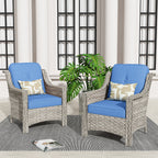 Ensemble de 2 chaises de patio d'extérieur en rotin et osier à dossier haut HOOOWOOO