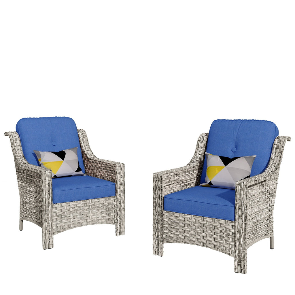 Ensemble de 2 chaises de patio d'extérieur en rotin et osier à dossier haut HOOOWOOO