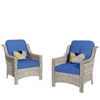 Ensemble de 2 chaises de patio d'extérieur en rotin et osier à dossier haut HOOOWOOO