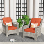 Ensemble de 2 chaises de patio d'extérieur en rotin et osier à dossier haut HOOOWOOO