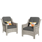 Ensemble de 2 chaises de patio d'extérieur en rotin et osier à dossier haut HOOOWOOO