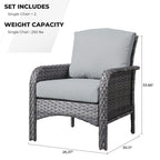 Ensemble de 2 chaises de jardin en rotin et osier HOOOWOOO